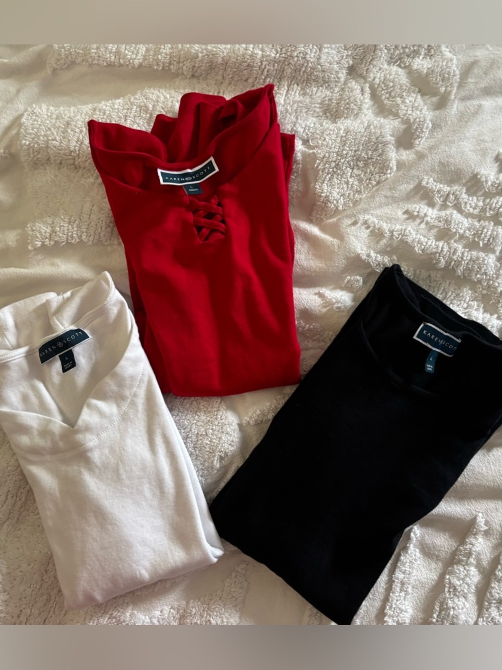 Karen Scott Sleeveless Knit Tanks in Red, White & Black - Set of 3 - Picture 16 of 16